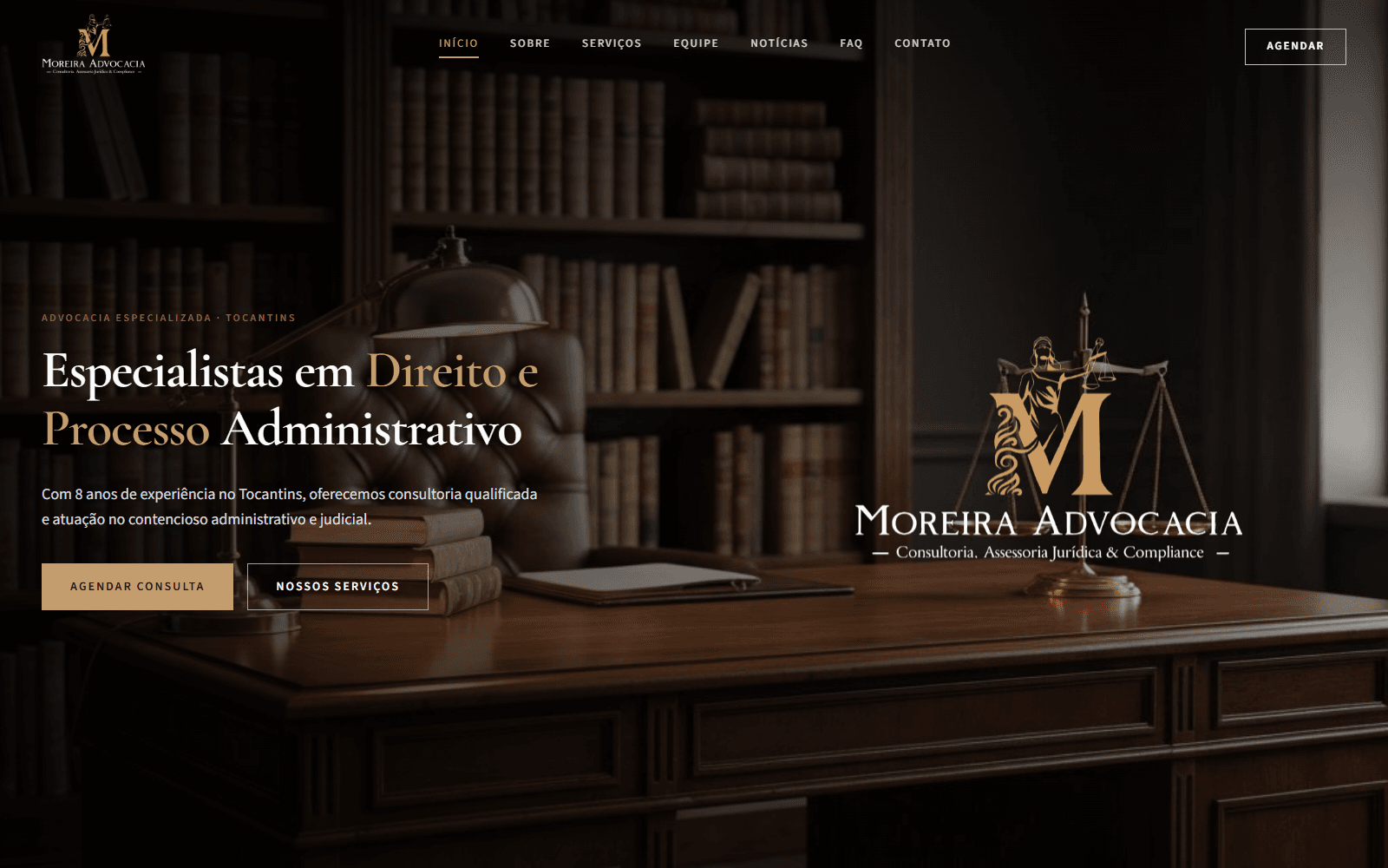 Interface do site Moreira Delmiro Advocacia