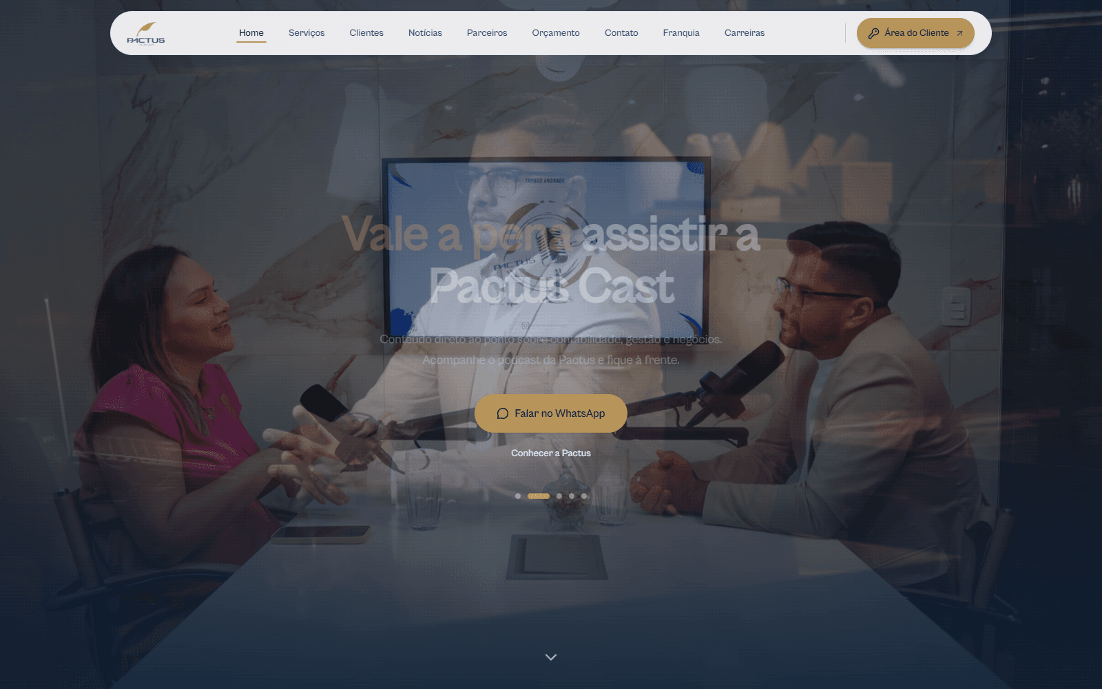 Interface do site Pactus Contabilidade